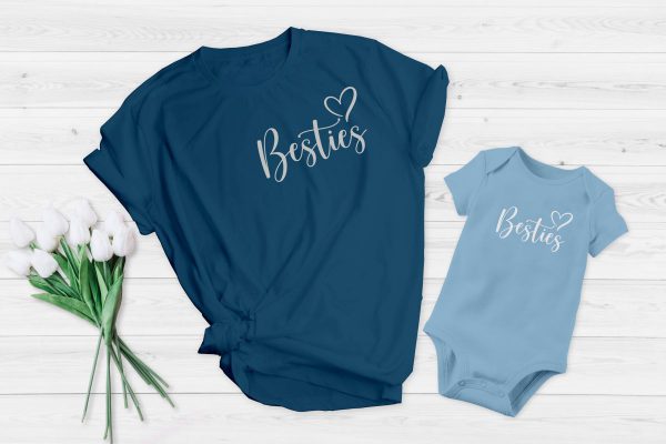 Mum and baby vest besties Blue