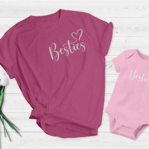 Mum and baby vest besties Pink