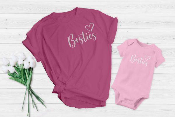 Mum and baby vest besties Pink