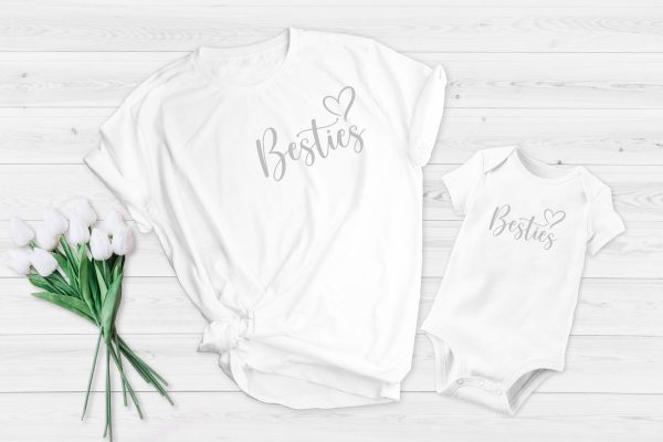 Mum and baby vest besties White