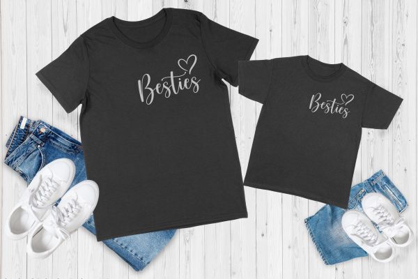 Mum and kid besties tshirt Graphite Grey