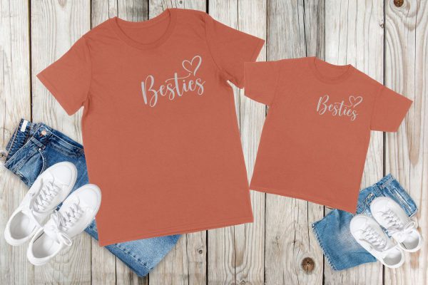 Mum and kid besties tshirt orange