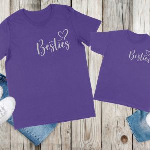 Mum and kid besties tshirt Purple