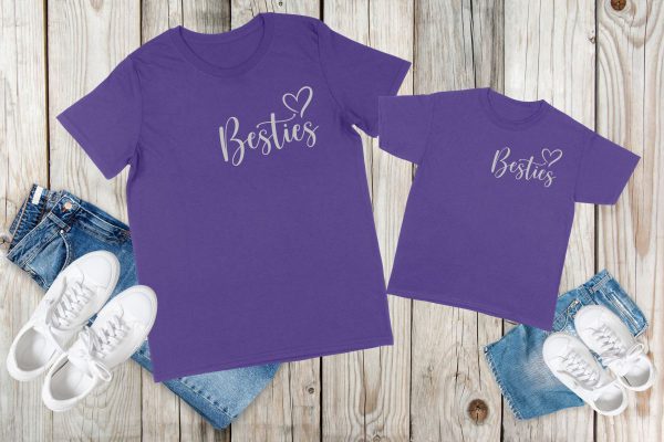 Mum and kid besties tshirt Purple