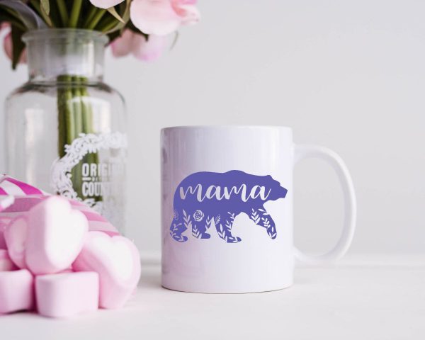 Mama bear mug purple