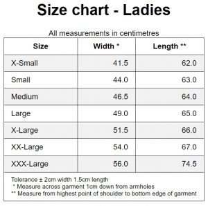 Ladies size chart