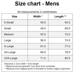 Mens size chart